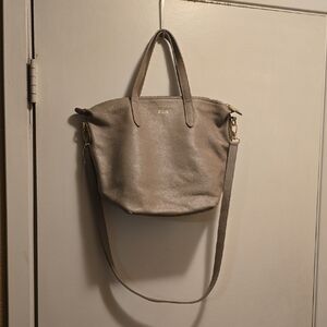 Cuyana Taupe Leather Tote Bag